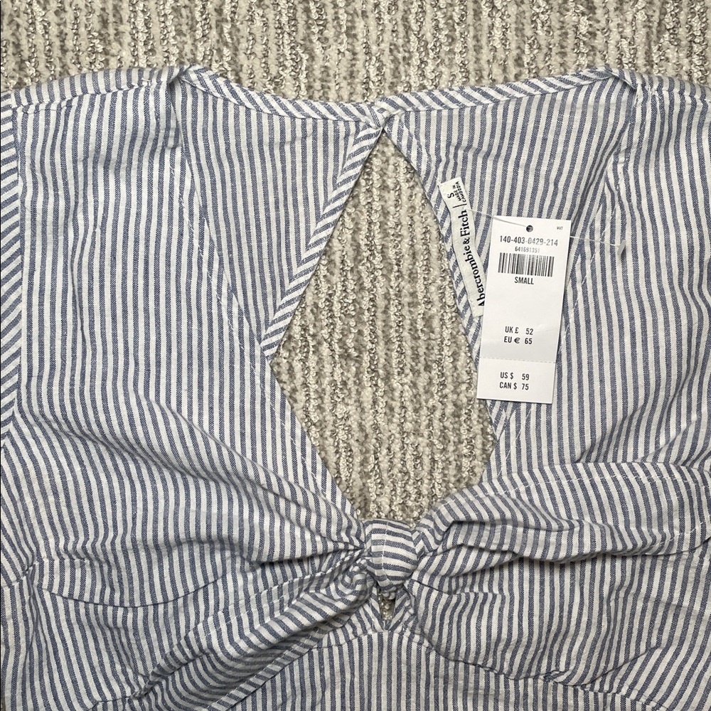 Abercrombie & Fitch Striped Flutter Sleeve Bodysuit - Blue & White - NWT (S) - Picture 7 of 9